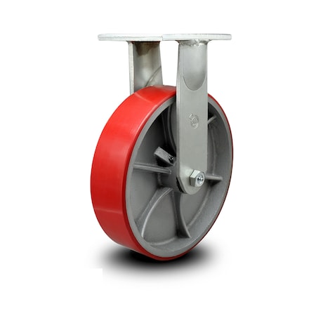 Service Caster 10 Inch Extra Heavy Duty Red Poly on Cast Iron Wheel Rigid Top Plate Caster SCC-KP92R1030-PUR-RS